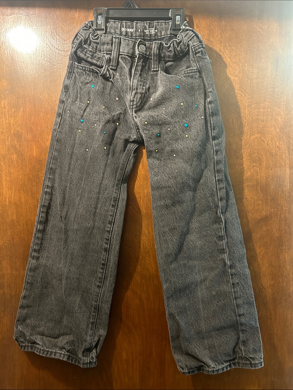 Old Navy Black Washed Jeans with Turquoise & Lime Studs
